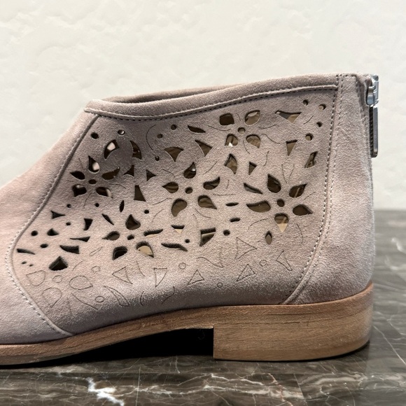 Italeau Floral Laser Cut Out Suede Booties - Picture 2 of 13